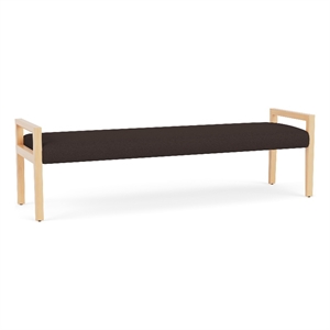 Lesro Brooklyn Waiting Reception 3 Seat Bench Wood Frame in Brown