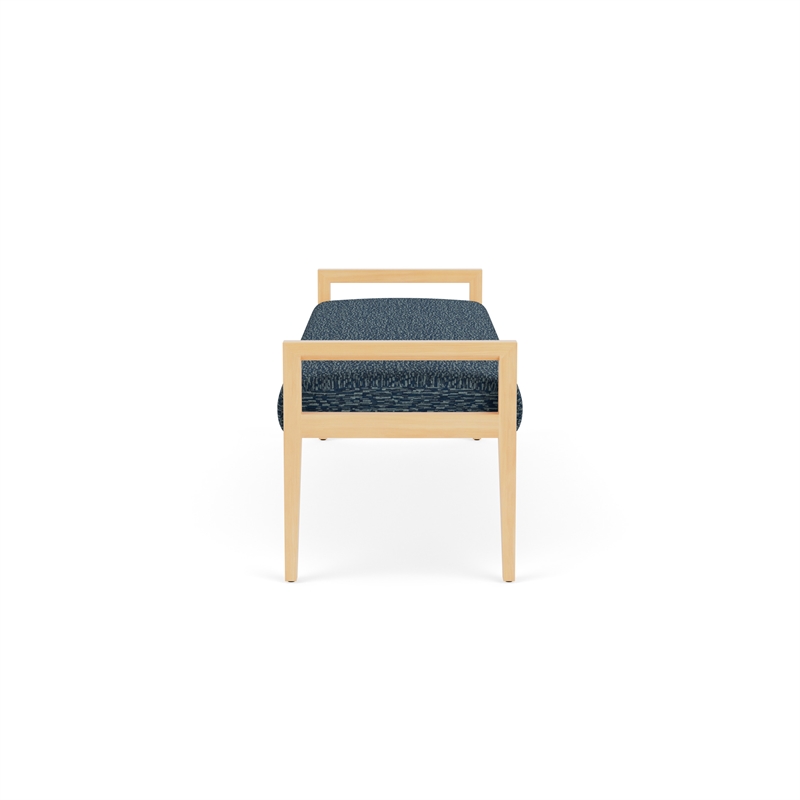 Lesro Brooklyn Waiting Reception 3 Seat Bench Wood Frame in Blue