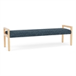 Lesro Brooklyn Waiting Reception 3 Seat Bench Wood Frame in Blue