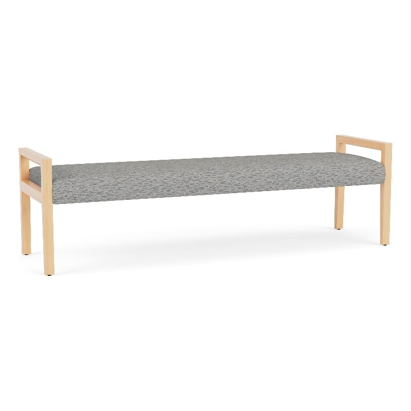 Lesro Brooklyn Waiting Reception 3 Seat Bench Wood Frame in Gray
