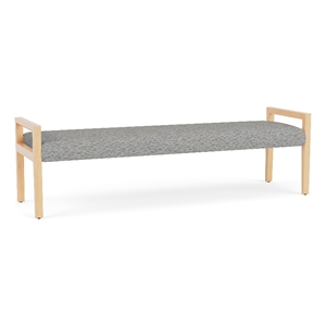 Lesro Brooklyn Waiting Reception 3 Seat Bench Wood Frame in Gray