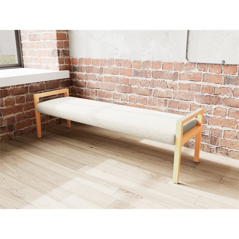 Lesro Brooklyn Waiting Reception 3 Seat Bench Wood Frame in Brown