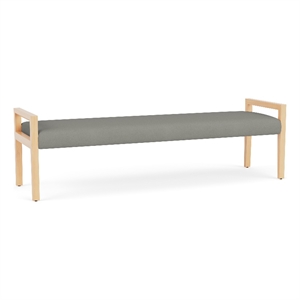 Lesro Brooklyn Waiting Reception 3 Seat Bench Wood Frame in Gray