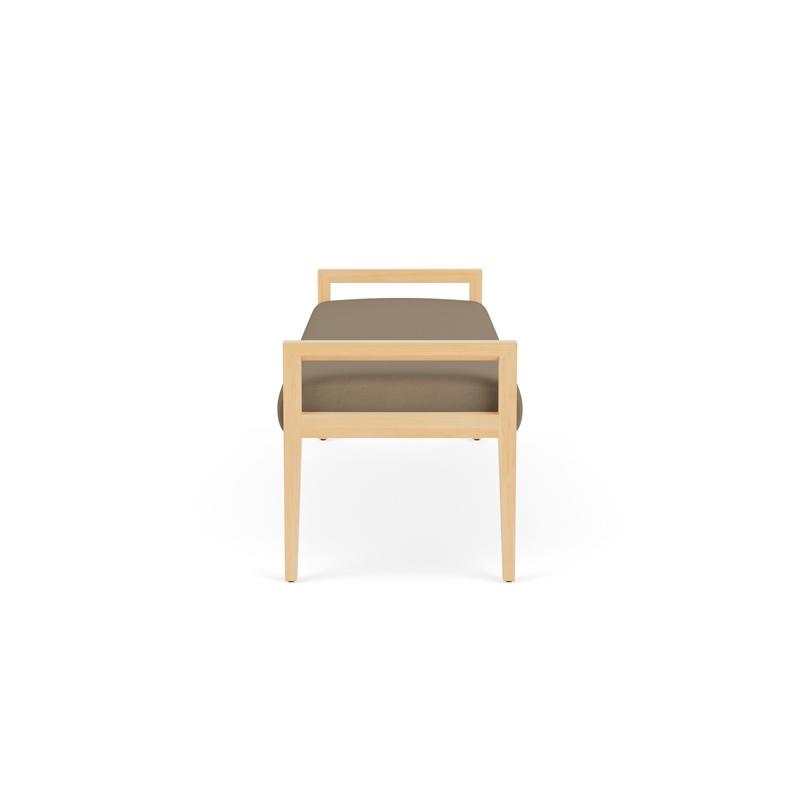 Lesro Brooklyn Waiting Reception 3 Seat Bench Wood Frame in Brown