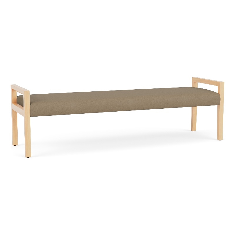 Lesro Brooklyn Waiting Reception 3 Seat Bench Wood Frame in Brown