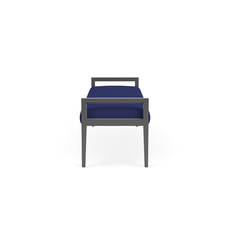 Lesro Brooklyn Waiting Reception 3 Seat Bench Wood Frame in Blue