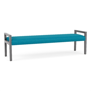 Lesro Brooklyn Waiting Reception 3 Seat Bench Wood Frame in Teal