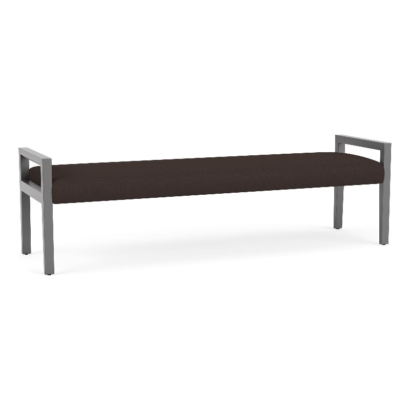 Lesro Brooklyn Waiting Reception 3 Seat Bench Wood Frame in Brown
