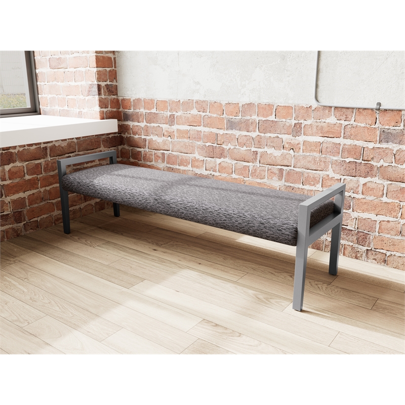 Lesro Brooklyn Waiting Reception 3 Seat Bench Wood Frame in Gray