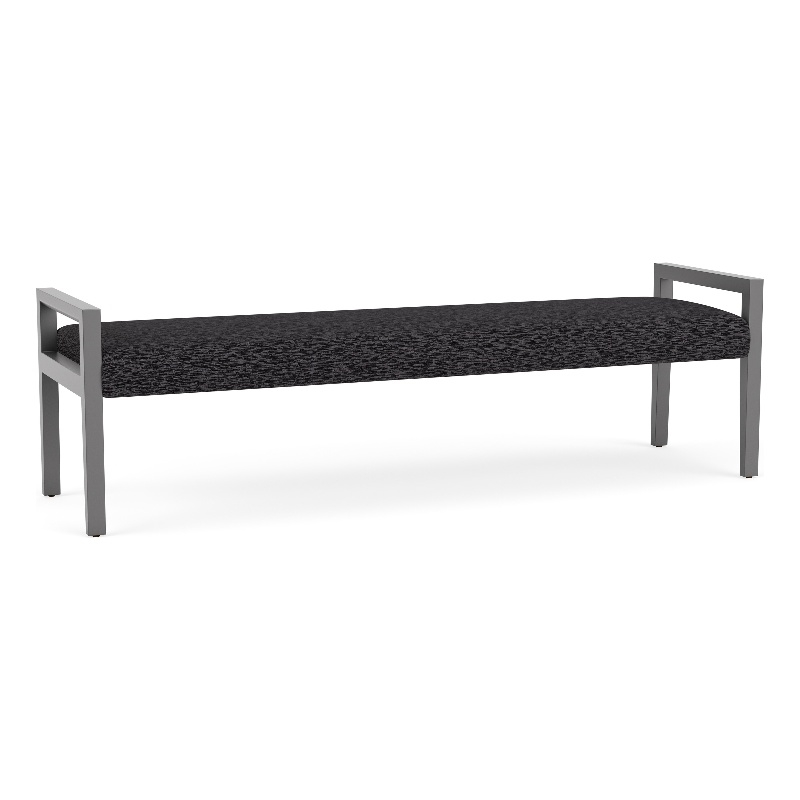 Lesro Brooklyn Waiting Reception 3 Seat Bench Wood Frame in Gray