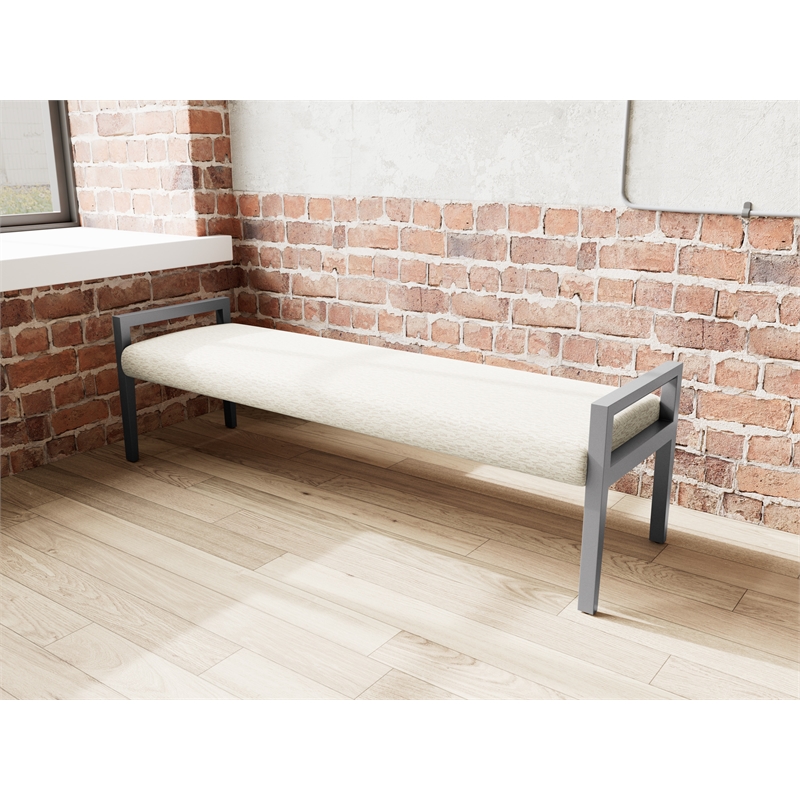 Lesro Brooklyn Waiting Reception 3 Seat Bench Wood Frame in Brown