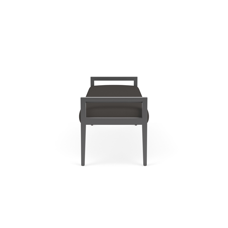 Lesro Brooklyn Waiting Reception 3 Seat Bench Wood Frame in Gray