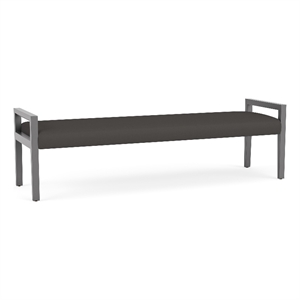 Lesro Brooklyn Waiting Reception 3 Seat Bench Wood Frame in Gray