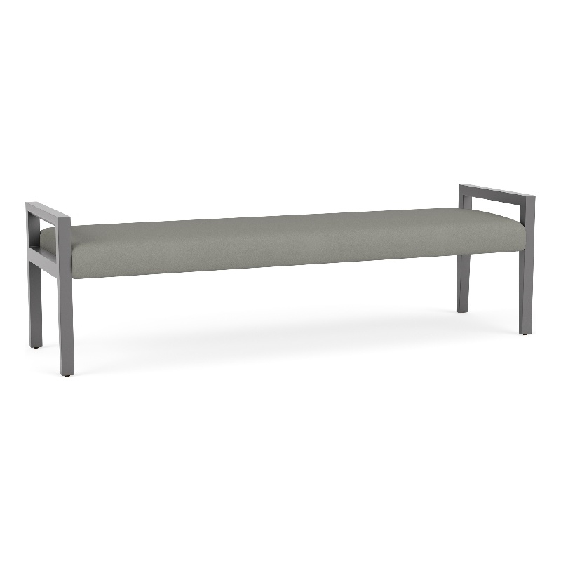 Lesro Brooklyn Waiting Reception 3 Seat Bench Wood Frame in Gray