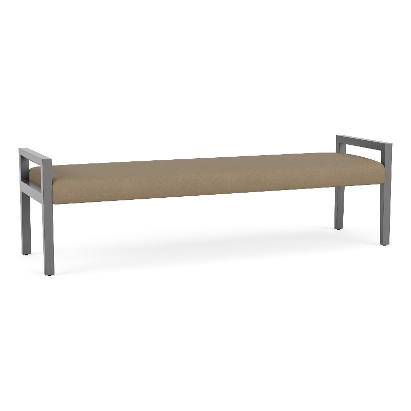 Lesro Brooklyn Waiting Reception 3 Seat Bench Wood Frame in Brown