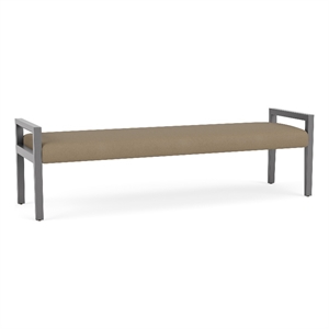 Lesro Brooklyn Waiting Reception 3 Seat Bench Wood Frame in Brown