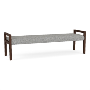 Lesro Brooklyn Waiting Reception 3 Seat Bench Wood Frame in Gray