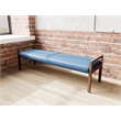 Lesro Brooklyn Waiting Reception 3 Seat Bench Wood Frame in Blue