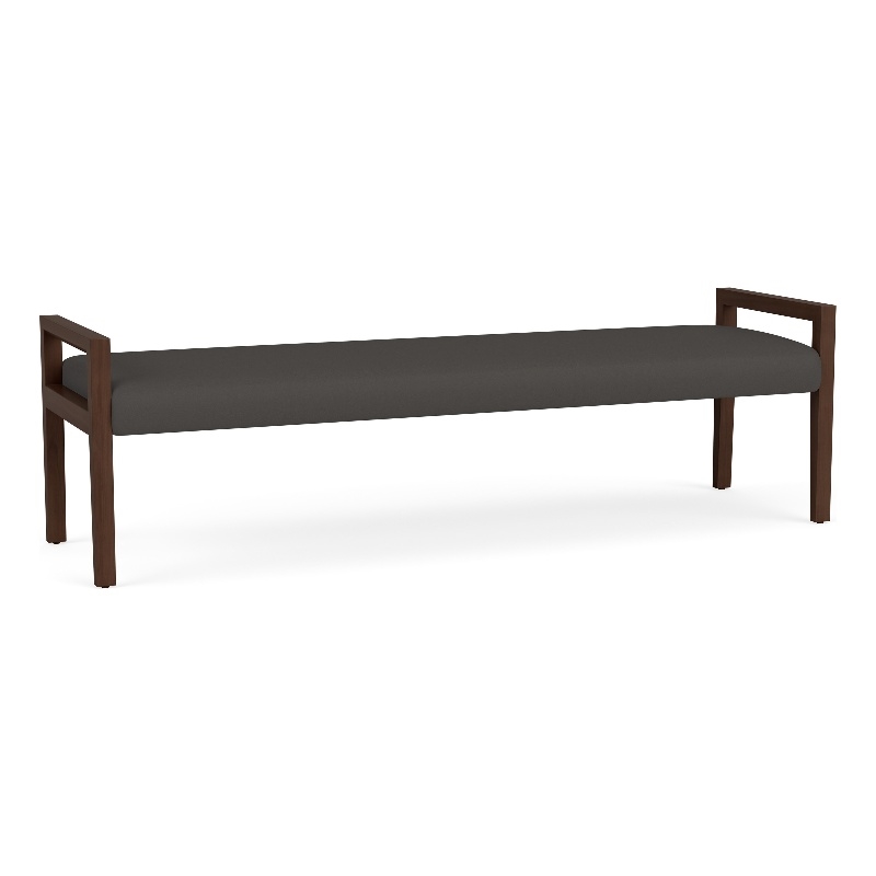 Lesro Brooklyn Waiting Reception 3 Seat Bench Wood Frame in Gray