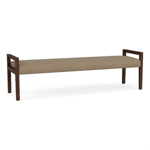 Lesro Brooklyn Waiting Reception 3 Seat Bench Wood Frame in Brown