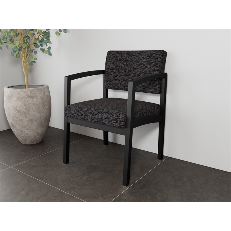 Lesro Industries Steel Waiting Reception Guest Chair Steel Frame in Black