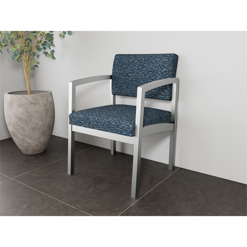 Lesro Industries Steel Waiting Reception Guest Chair Steel Frame in Blue
