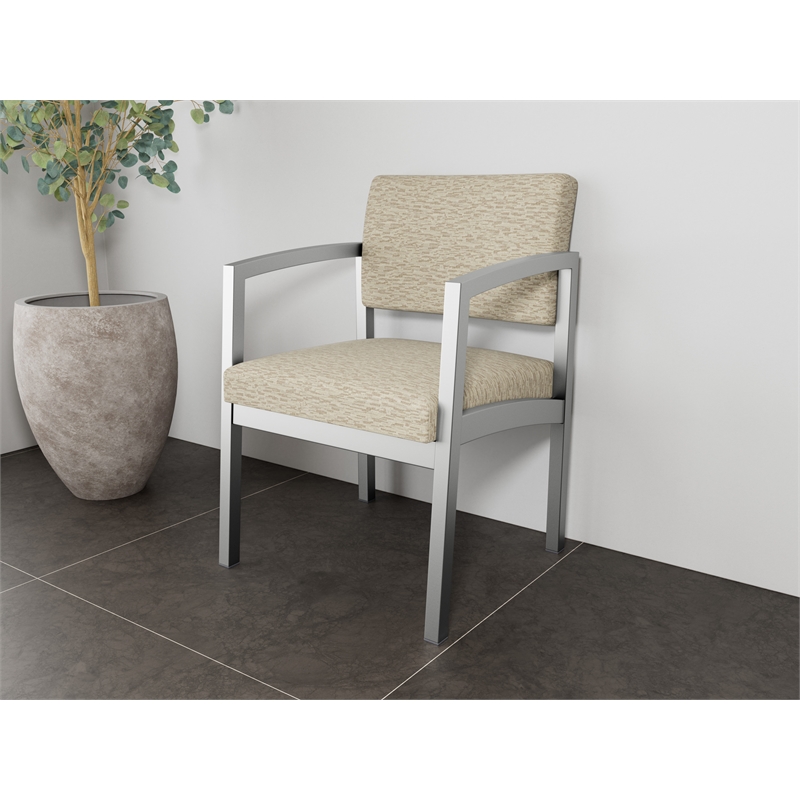 Lesro Industries Steel Waiting Reception Guest Chair Steel Frame in Brown