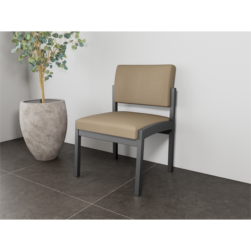 Lesro Industries Steel Waiting Reception Armless Guest Chair in Brown