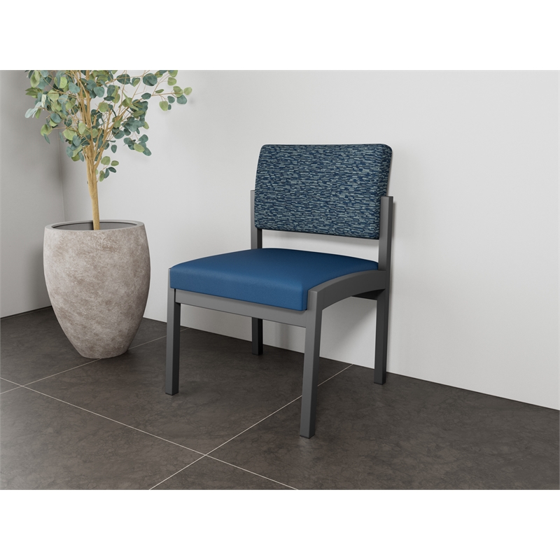 Lesro Industries Steel Waiting Reception Armless Guest Chair in Blue
