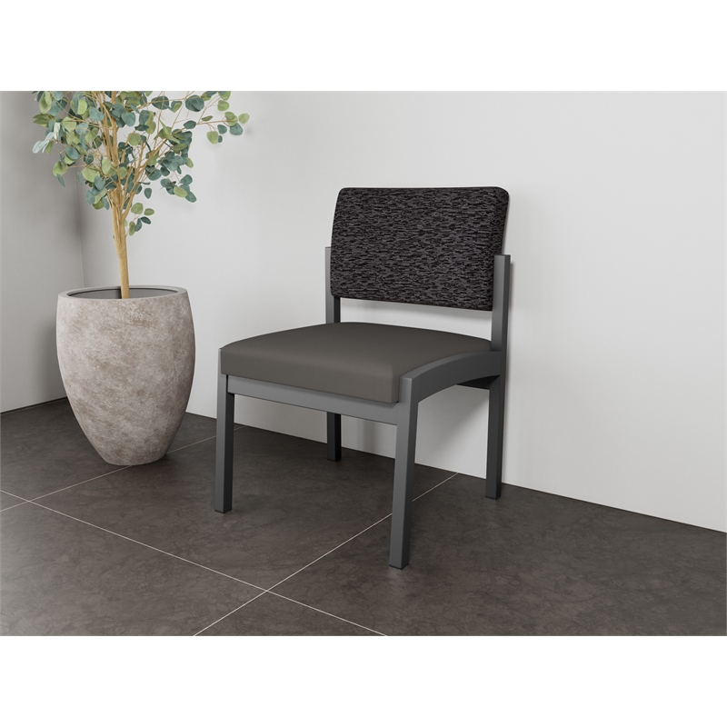 Lesro Industries Steel Waiting Reception Armless Guest Chair in Gray