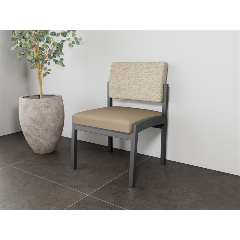 Lesro Industries Steel Waiting Reception Armless Guest Chair in Brown