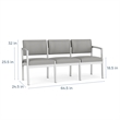 Lesro Industries Steel Waiting Reception 3 Seat Sofa Steel Frame in Gray
