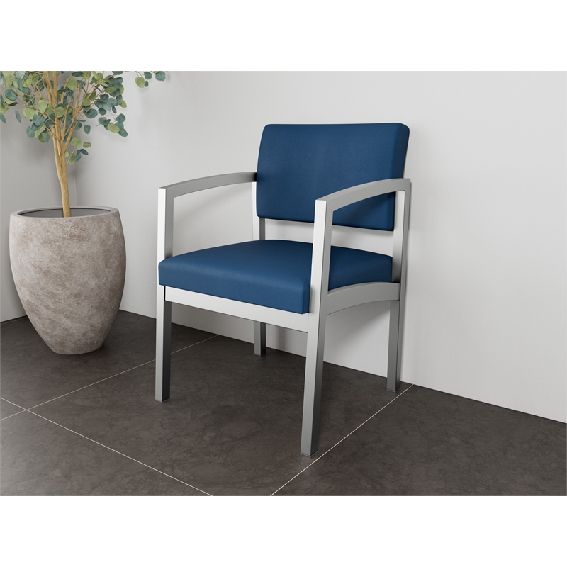 Lesro Industries Steel Waiting Reception Guest Chair Steel Frame in Blue