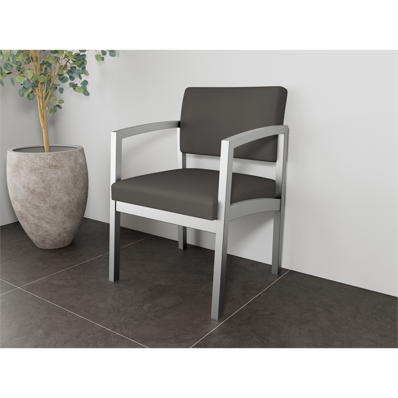 Lesro Industries Steel Waiting Reception Guest Chair Steel Frame in Gray