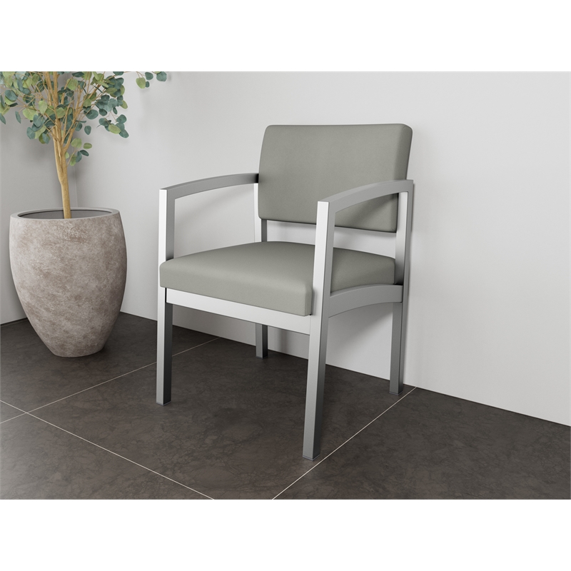 Lesro Industries Steel Waiting Reception Guest Chair Steel Frame in Gray