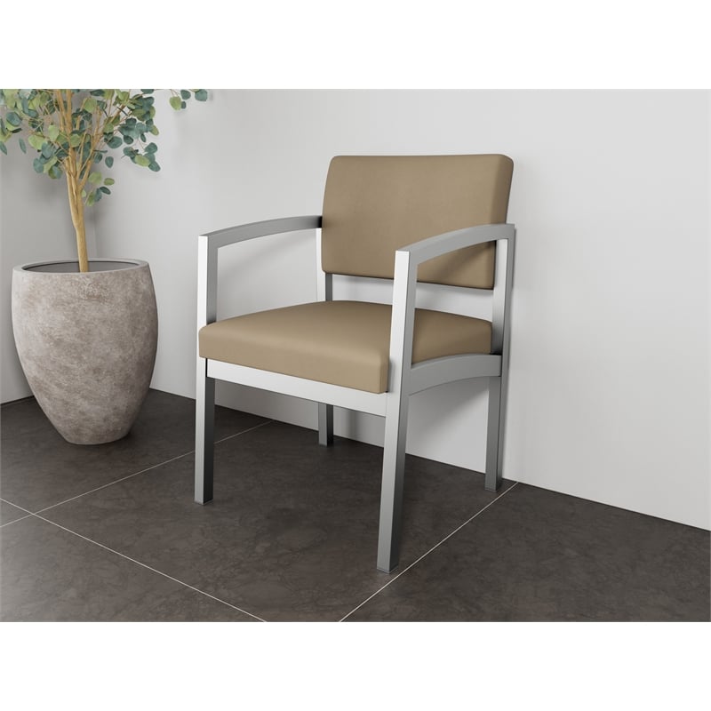 Lesro Industries Steel Waiting Reception Guest Chair Steel Frame in Brown