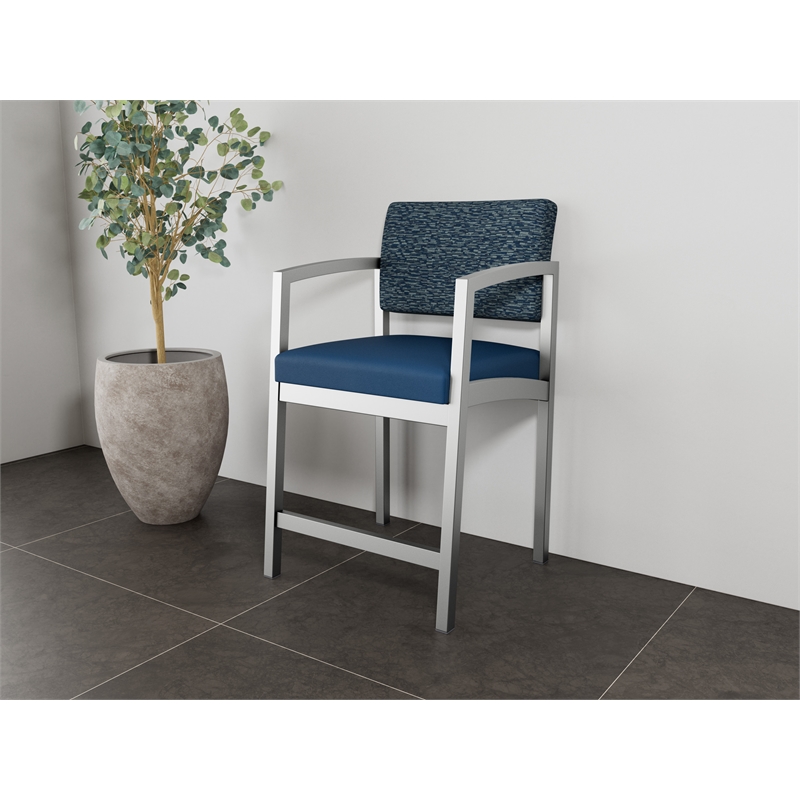 Lesro Industries Steel Waiting Reception Hip Chair Steel Frame in Blue