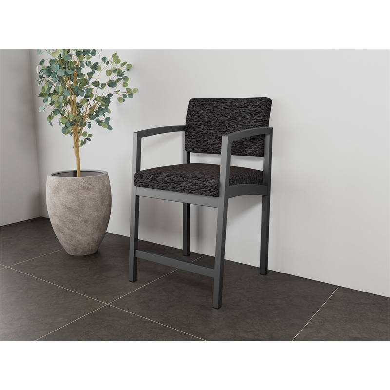 Lesro Industries Steel Waiting Reception Hip Chair Steel Frame in Black