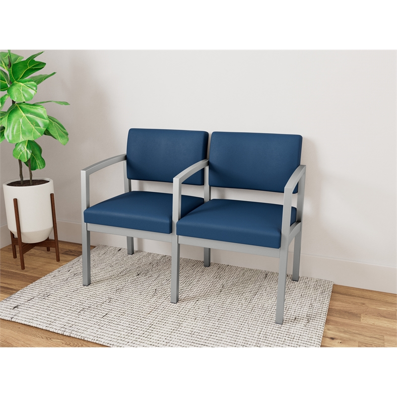 Lesro Industries Steel Waiting Reception 2 Seat Tandem Seating in Blue