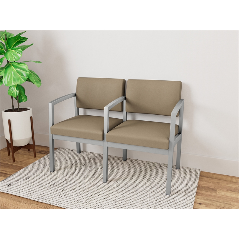 Lesro Industries Steel Waiting Reception 2 Seat Tandem Seating in Brown
