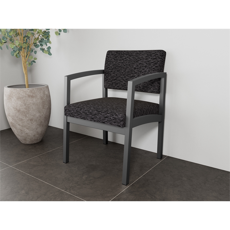 Lesro Industries Steel Waiting Reception Guest Chair Steel Frame in Black