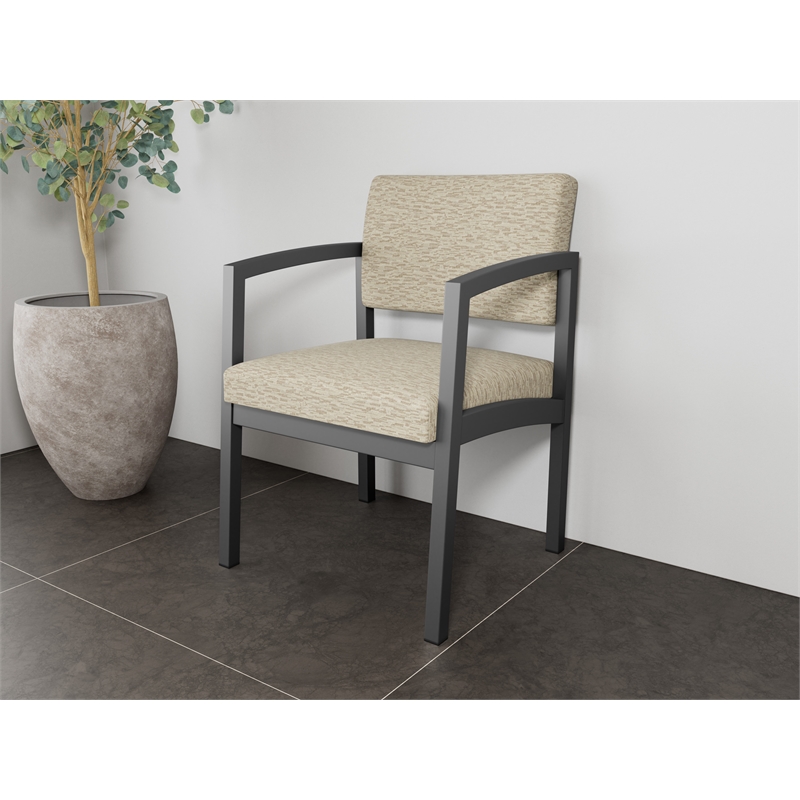 Lesro Industries Steel Waiting Reception Guest Chair Steel Frame in Brown