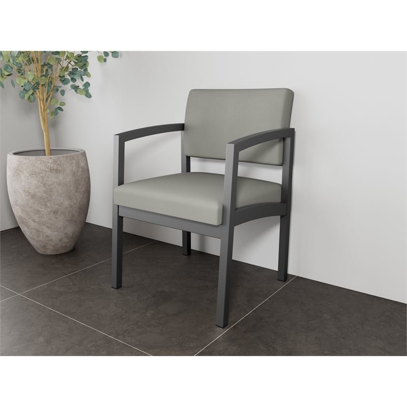 Lesro Industries Steel Waiting Reception Guest Chair Steel Frame in Gray