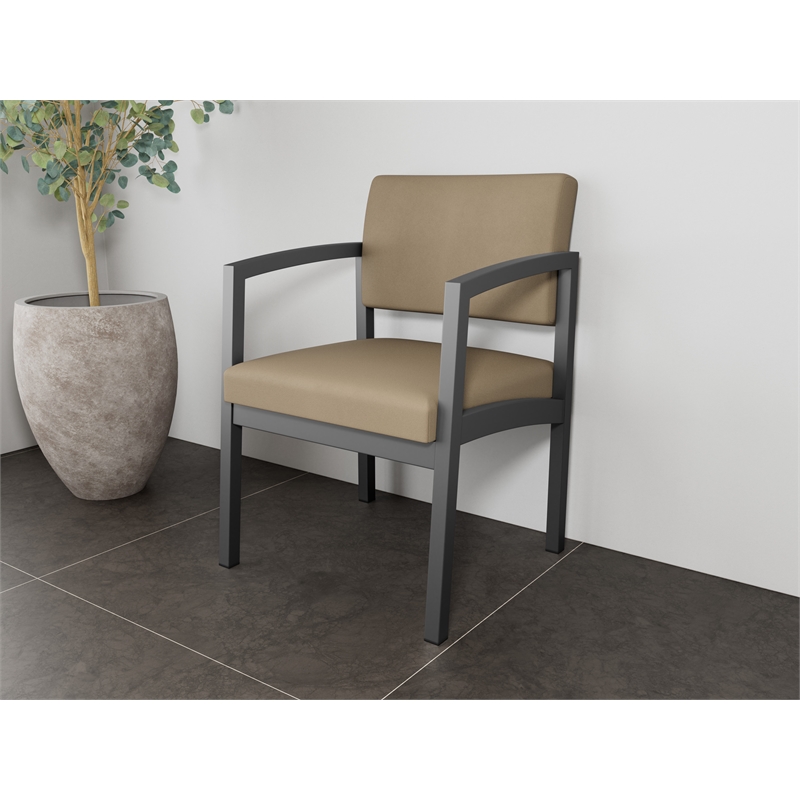 Lesro Industries Steel Waiting Reception Guest Chair Steel Frame in Brown