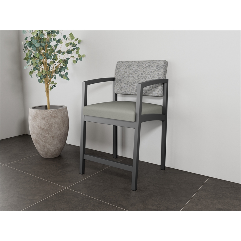 Lesro Industries Steel Waiting Reception Hip Chair Steel Frame in Gray
