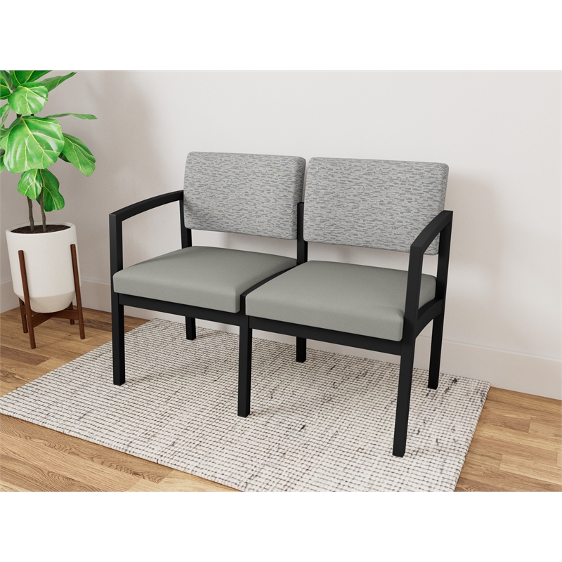 Lesro Industries Steel Waiting Reception 2 Seat Sofa Steel Frame in Gray