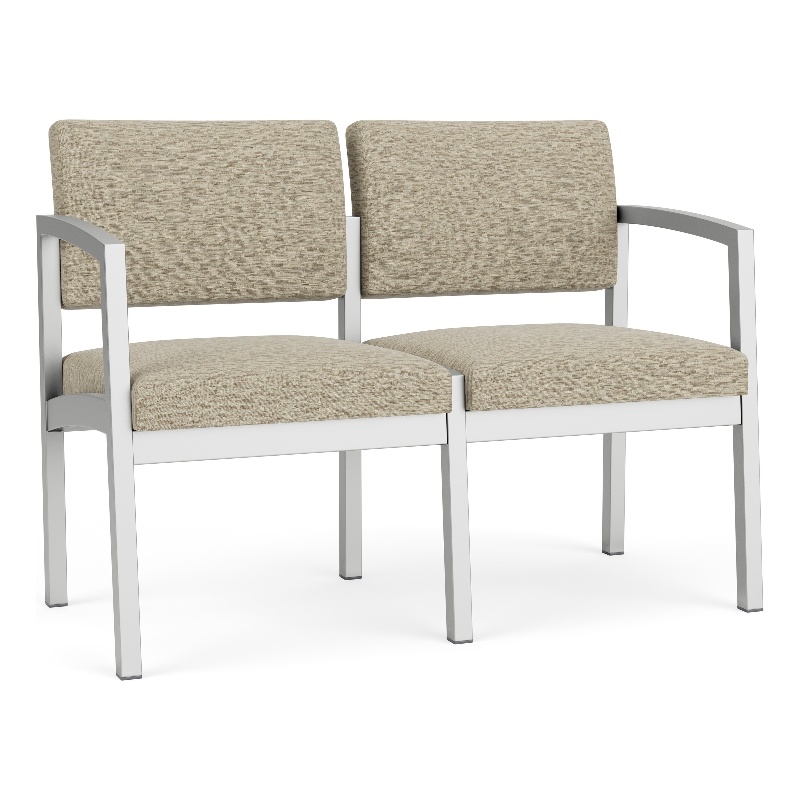 Lesro Industries Steel Waiting Reception 2 Seat Sofa Steel Frame in Brown