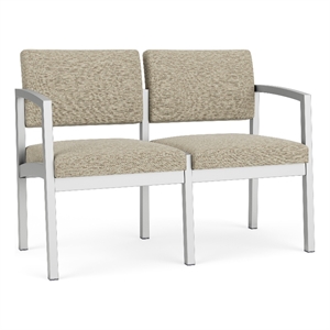 Lesro Industries Steel Waiting Reception 2 Seat Sofa Steel Frame in Brown