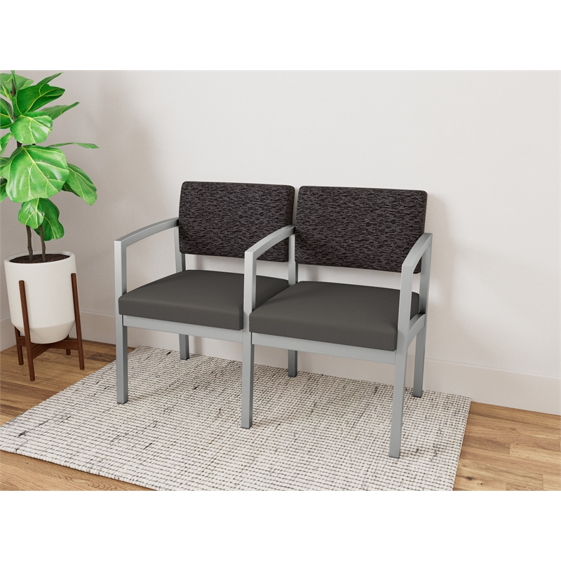 Lesro Industries Steel Waiting Reception 2 Seat Tandem Seating in Gray