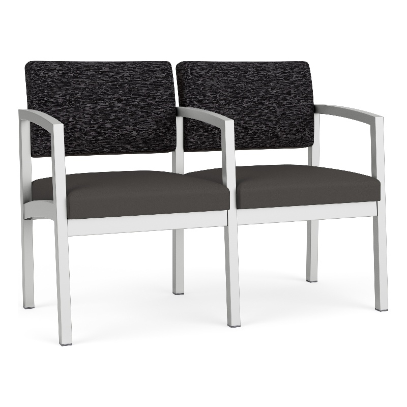 Lesro Industries Steel Waiting Reception 2 Seat Tandem Seating in Gray